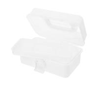 Housoutil Boîte à Outils Plastique Pliable 2 Niveaux 22x12x11,5 Cm Blanche avec Compartiments, Organisateur Pratique pour Bricolage, Couture et Rangement Maison, Mallette Compacte