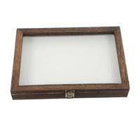 Housoutil Boîte à Spécimens d'Insectes en Bois Couvercle à Charnière Dimensions 31X22X45 CM Couleur Carbone Cadre Vitrine Murale pour Collection de Lépidoptères et Fleurs Séchées Boîte