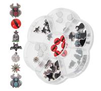 Housoutil Boîte de 7 Breloques pour Ongles D’Halloween en Résine Motifs Fantômes Araignées et Chauves-Souris Accessoires DIY pour Nail Art Festif Petites Décorations Effrayantes pour