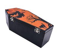 Housoutil Boîte en Bois de Cercueil avec Couvercle Charnière Mini Boîte à Friandises Halloween Organiseur de Colliers et Bijoux Plateau de Rangement Décoratif pour Présents et Souvenirs