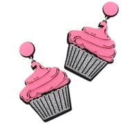 Housoutil Boucles D'oreilles Bijoux Fantaisie Drôles et Mignons Rose Cupcake en Acrylique Accessoire Mode Léger et Original pour Femmes et Filles