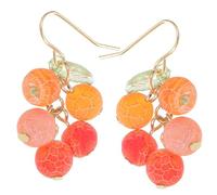 Housoutil Boucles D'oreilles Fruits Pendantes Orange Légères en Alliage et Résine, Faciles à Porter, Accessoires de Mode pour Femmes et Filles en Club ou Noël, 1 Paire