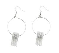 Housoutil Boucles D'oreilles Pendantes en Cuivre Forme Rouleau de Papier Argenté, Créatives et Élégantes Usage Quotidien ou Sorties Entre Amis