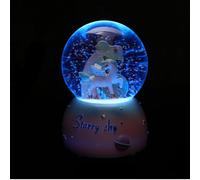 Housoutil Boule de Cristal Musicale Licorne Veilleuse, Décoration en Résine et Verre, pour Bureau ou Chambre D'étude, Présent pour Famille et Amis