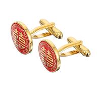 Housoutil Boutons de Manchette en Cuivre Style Chinois Symbole Double Doré, Accessoire Élégant pour Costume, pour Mariage et Fête D'anniversaire, 1 Paire