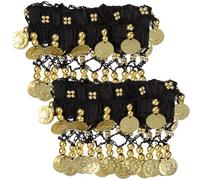 Housoutil Bracelet de Cheville et Bras en Chiffon Noir pour Danse Orientale, Accessoire de Costume de Danse du Ventre, pour Performance et Mariage, Bijoux pour Femmes