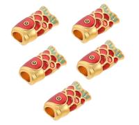 Housoutil Bracelet en Perles de Poisson Charms en 5Pcs Grand Trou Solide pour Fabrication de Bijoux Accessoires Élégants Rose