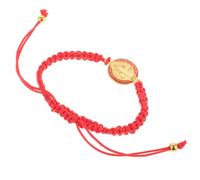 Housoutil Bracelet Tissé Benoît Réglable en Alliage et Corde Rouge Élégant pour Tenue Quotidienne ou Sport, Bijou Religieux Catholique de Protection Médaille