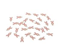 Housoutil Breloques Artisanales Ruban Rose en Alliage Émaillé, Pendentifs pour Bracelet et Collier, Lot de 120 Pièces, Charms de Sensibilisation au Cancer du Sein, Accessoires Bijoux DIY