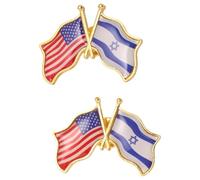 Housoutil Broches à Épingle en Alliage de Zinc 2pcs Drapeau Américain et D'israël Légères et Faciles à Porter pour Revers de Chemise ou Collection