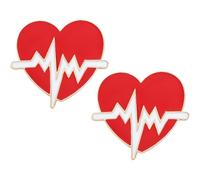 Housoutil Broches Médicales Créatives Forme Électrocardiogramme en Alliage Rouge Accessoires Décoratifs Portables Lot de 2 Pièces pour Infirmière et Médecin