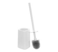 Housoutil Brosse WC Murale Support Mural Manche Long Ergonomique Tête Ronde Dure Brosse de Nettoyage pour Cuvette Réutilisable en Plastique Blanche Kit pour Salle de Bain Rangement Mural