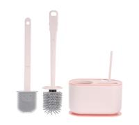 Housoutil Brosse WC Murale Suspendue à Long Manche Kit de Nettoyage Salle de Bain Support Brosse Cuvette Rose pour Nettoyage Profond et Rangement Gain de Place