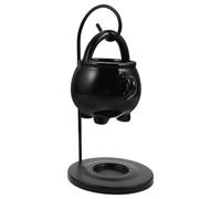 Housoutil Brûleur à Huile à Chaudron Suspendu Noir en Céramique et Fer pour Diffusion D'huiles Essentielles et Cire Parfumée, Décoration Halloween Effrayante Vie Quotidienne