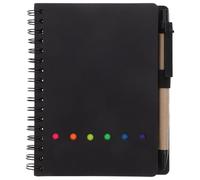 Housoutil Carnet à Spirale Noir avec Stylo Intégré et Onglets Index, 30 Pages avec Notes Repositionnables, Papier Solide pour Bureau et Rentrée Scolaire