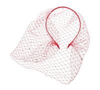 Housoutil Chapeau de Cocktail pour Femme Voile et Bandeau en Maille Rouge, Résistant Déformation, Protection Solaire, pour Fêtes et Courses Vintage Élégantes