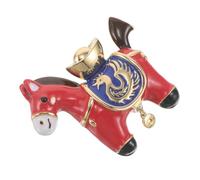 Housoutil Cheval Émaillée Rouge en Métal Fin pour Costume et Foulard, Épinglette Petite Taille, Accessoire Bijou Léger, Présent Femme pour Nouvel An Chinois 2026, Style Feng Shui