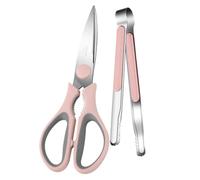 Housoutil Ciseaux Cuisine en Acier Inoxydable Rose Pinces à Barbecue Multifonctions Clips de Viande Ergonomiques pour Découpe Poulet et Grillades Ensemble 2 Pièces Adapté Cuisson et