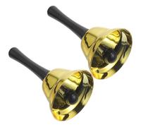 Housoutil Cloche à Main en Fer Élégante et Robuste pour Comptoir et Bars, Lot de 2 Pièces, Style Classique Doré pour Appel et Décoration Plusieurs styles