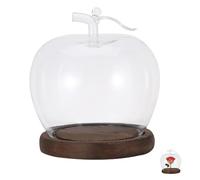 Housoutil Cloche en Verre Décorative Petite Taille Base en Bois Ancien, Dôme D’Exposition pour Fleurs Éternelles et Objets de Collection, Couvercle Protecteur Anti-poussière pour Décoration