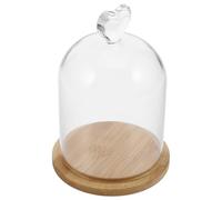 Housoutil Cloche en Verre Transparente avec Socle en Bambou 12 CM Couvercle Anti-Poussière pour Bougies en Pot et Plantes Stabilisées Accessoire Décoratif Intérieur pour Ambiance Parfumée