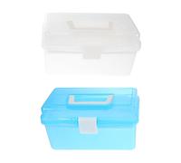 Housoutil Coffre à Outils Transparent Multifonction 2 Pièces Petit Format Portable Pour Organisation D'artistes Et Papeterie Usage Voyage Et Bureau