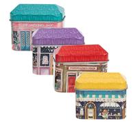 Housoutil Coffret de 4 Boîtes en Fer-blanc Miniatures de Maison, Boîtes à Bonbons et Thé, Décoration de Fête Adorable et Pratique Plusieurs styles