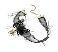Housoutil Collier D'halloween Noir Pendentif Araignée en Alliage, Longueur Réglable, Style Mystérieux et Chic pour Soirée Costumée
