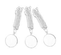 Housoutil Collier Loupe 5X en Alliage de Zinc Argenté Lentille de Lecture Ronde 56 CM Lot de 3 Pièces Loupe de Lecture Portable Travaux D’Aiguille et Bijoux Accessoire Multifonction pour