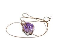 Housoutil Collier Pendentif en Améthyste Naturelle Pourpre, Style Simple, Décoration Quotidienne et Costume pour Fille