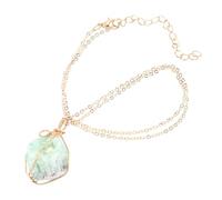 Housoutil Collier Pendentif en Pierre Naturelle Verte Breloques Irrégulières, Ornement de Cou Créatif pour Usage Quotidien et Fêtes, Ambiance Énergétique et Style la Mode
