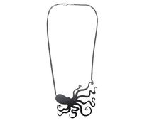 Housoutil Collier Pieuvre Créatif Noir Pendentif Unique, Chaîne de Clavicule Délicate en Plastique et Résine, Bijoux Vintage pour Usage Quotidien et Anniversaire