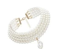 Housoutil Collier Ras Cou à Perles Simulées, Chaîne de Clavicule Géométrique, Style Simple, Léger et Confortable pour Femme, Fêtes et Dîners