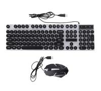 Housoutil Combinaison Clavier et Souris Filaire USB Noire 104 Touches, Structure Suspendue, Clavier Rétroéclairé Arc-en-Ciel pour Gamer Droitier, Souris Ergonomique Abs