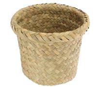 Housoutil Corbeille à Déchets Tressée en Jonc de Mer Petite Poubelle Ronde S 15X12 CM Panier de Rangement Pratique pour Maison et Bureau Corbeille à Papier Multifonctionnelle Poubelle
