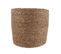 Housoutil Corbeille de Rangement Tressée à la Main en Paille Naturelle Panier Moyen 30X25 CM sans Doublure Poubelle de Bureau Polyvalente et Panier à Fleurs Décoratif pour Organisation