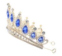 Housoutil Couronne Délicate en Cuivre Bleu Ornée de Zircone Scintillante, Bijou de Cheveux Romantique pour Mariage et Accessoires Coiffure Femme