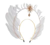 Housoutil Couronne Égyptienne Blanche Coiffe de Déesse Soleil en Métal et Fibre Élégante et Scintillante, Accessoire Polyvalent pour Femmes pour Photoshoots et Costumes Renaissance