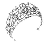 Housoutil Couronne en Alliage et Strass pour Mariée Style Araignée Argentée, Accessoires Cheveux Femme Confortables pour Fêtes D'halloween et Costumes Uniques