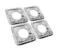 Housoutil Couvercles de Plaques de Cuisson Lot de 10 Pièces Carrés en Aluminium Argenté, Protection Anti-huile Facile à Nettoyer et Résistant pour Gazinière à Gaz