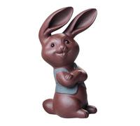 Housoutil Décoration Figurine Lapin en Terre Cuite Zisha, Ornement Tea Pet pour Salon de Thé, Sculpture Lapin Créative 1 Pièce, Accessoire Décoration Intérieure Bureau et Cérémonie du Thé