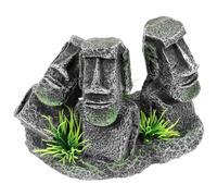 Housoutil Décoration Moai Artificielle pour Aquarium Tortue Moai en Résine Réaliste