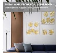 Housoutil Décoration Murale en Métal Doré Forme Feuille de Palmier Motif Monstera Géant Taille Carrée Décoration Murale pour Salon et Bureau Art Mural Design Nordique Contemporain