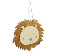 Housoutil Décoration Murale Lion en Bois Suspendu, Pendentif Lion Mural Cartoon en Bois Naturel, Ornement Mural Nordique pour Chambre d’Enfant, Salon ou Bureau - 1 pièce
