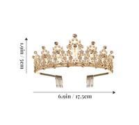 Housoutil Diadème de Mariage en Strass Doré Clair, Couronne Délicate Baroque pour Mariée et Demoiselle D'honneur, Tiare Élégante Légère pour Cérémonie et Anniversaire Femme