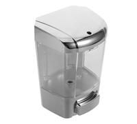 Housoutil Distributeur de Savonnette Liquide Mural 800 ML en Plastique Argenté Pompe Manuelle à Poussoir Grand Réservoir Transparent pour Salle de Bain Cuisine Professionnelle Usage