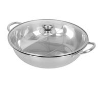 Housoutil Double Mijoteuse en Acier Inoxydable 28 CM Couvercle pour Pot Chaud Chinois Usage Familial Compatible Gaz et Induction Style Aléatoire