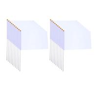 Housoutil Drapeaux d'Arbitre Légers Blancs 20X30 CM Mât PP 40 CM, Lot de 20 Petits Drapeaux Multifonctions pour Signalisation Sportive et Courses en Extérieur