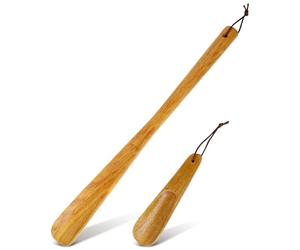 Housoutil Ensemble 2 Pcs Chausse-pieds en Bois Beige, Manches Court 16 Cm et Long 40 Cm, Pratique Se Pencher, pour Chaussures Hommes et Garçon et Filles Usage Quotidien