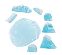 Housoutil Ensemble 8 Figurines Pingouin et Iceberg Arctique Décoration de Montagne Enneigée pour Aquarium et Noël Scène Miniature Artisanale pour Maison et Bureau Teinte Bleu Doux